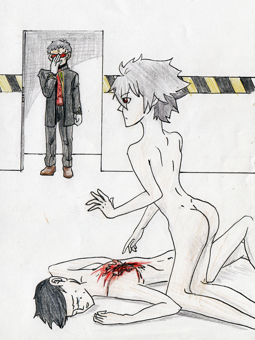 page 3 - Evangelion: Kaworu Nagisa, Shinji and Gendo Ikari